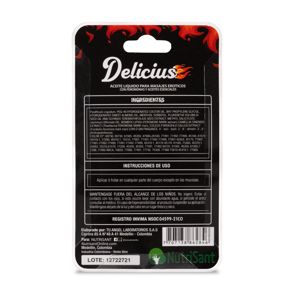 Aceite Caliente para Masajes 15ml Delicius Sabores Surtidos